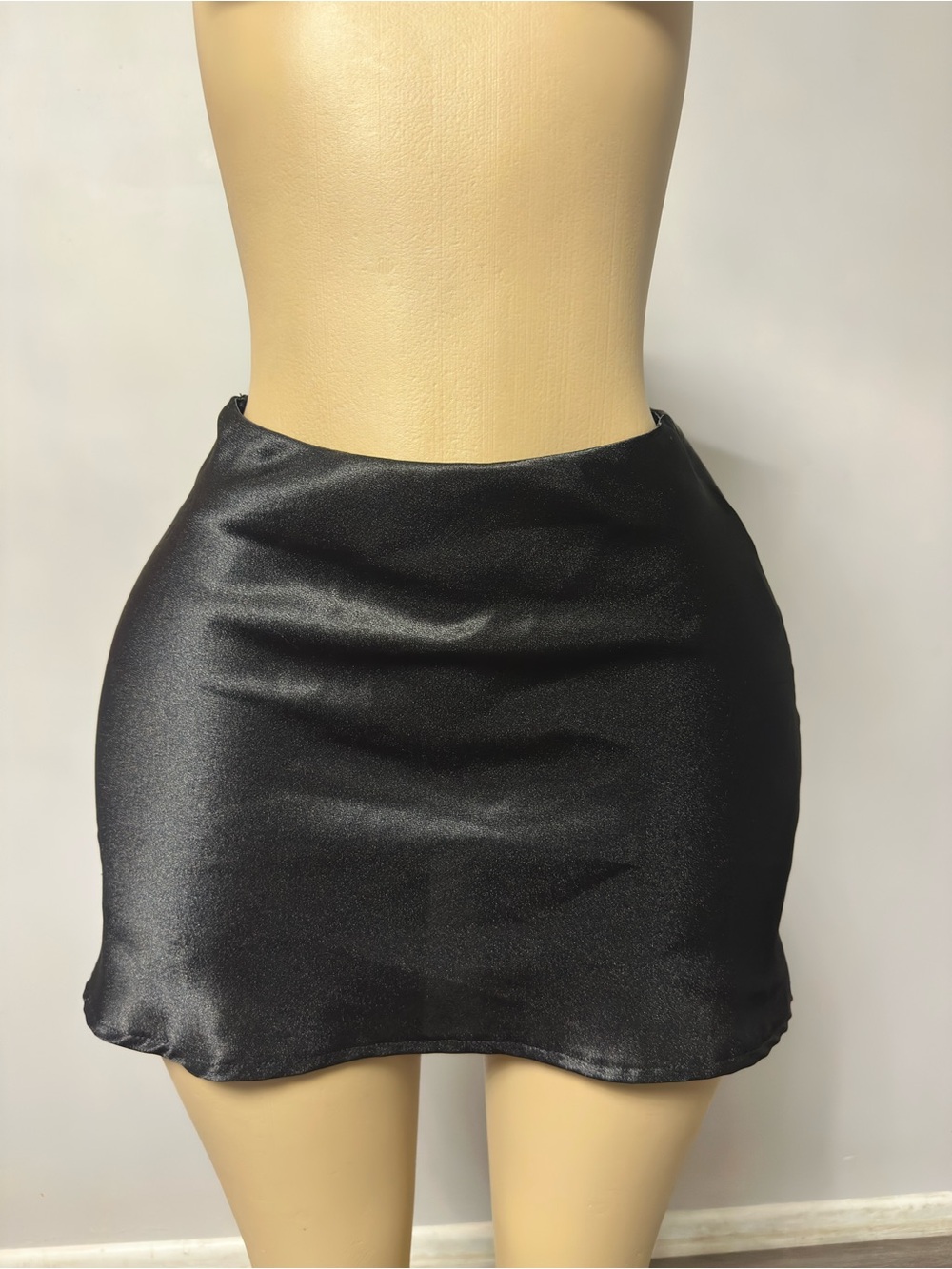 Black Satin Mini Skirt - Sleek Women's Essential